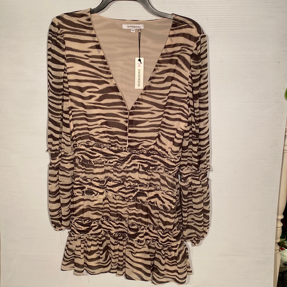 Olivaceous zebra print dress